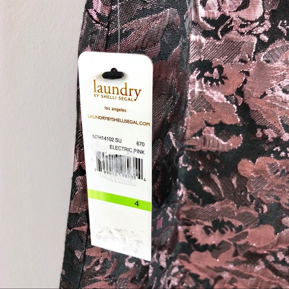 Laundry Pink Metallic Brocade Dress Size 4 - Picture 3 of 8